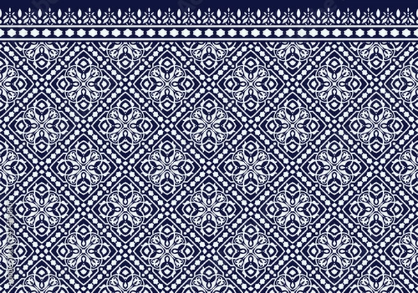 Fototapeta Ethnic fabric texture pattern Abstract Geometric Vector Aztec oriental illustration retro embroidery repeating ceramic tile 