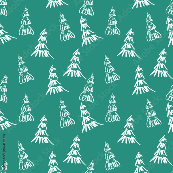 Obraz Seamless texture Christmas tree marker lines holiday new year christmas spruce green