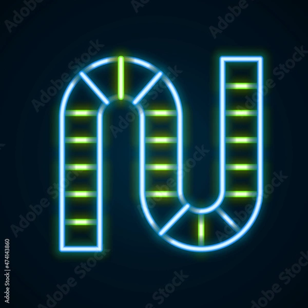 Fototapeta Glowing neon line Board game icon isolated on black background. Colorful outline concept. Vector