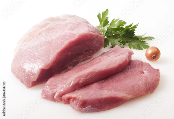 Obraz Raw pork meat isolated on white background