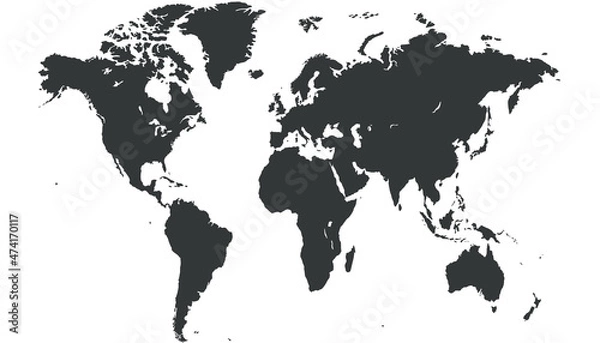 Fototapeta World map. Silhouette map.	
