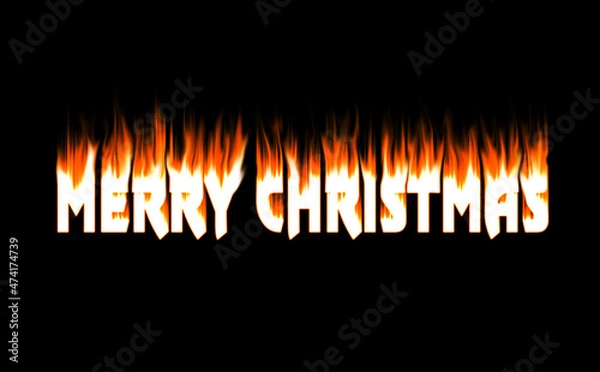 Obraz Merry christmas - text on fire