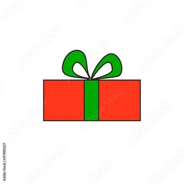 Fototapeta illustration. Red box with green ribbon. Festive gifts. Multicolored boxes with bows.