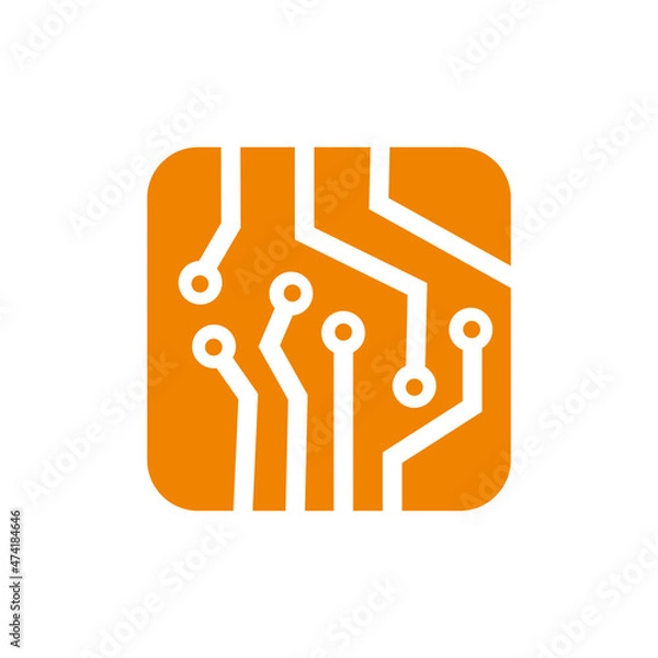 Obraz Circuit board icon. Technology scheme square symbol