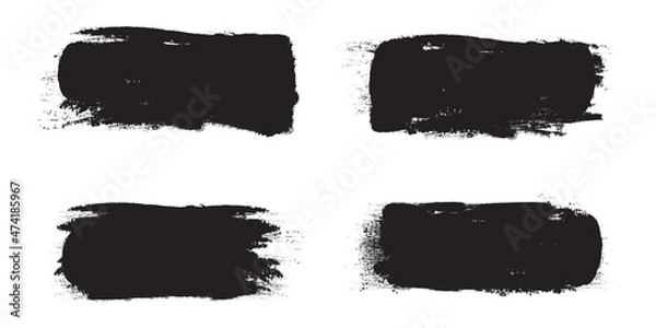 Fototapeta Black brush stroke set isolated on background. Collection of trendy brush stroke vector for black ink paint, grunge backdrop, dirt banner, watercolor design and dirty texture. Brush stroke vector