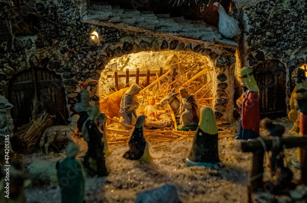 Obraz Nativity scene during an exposition of creches in the French city of Menton (French Riviera).