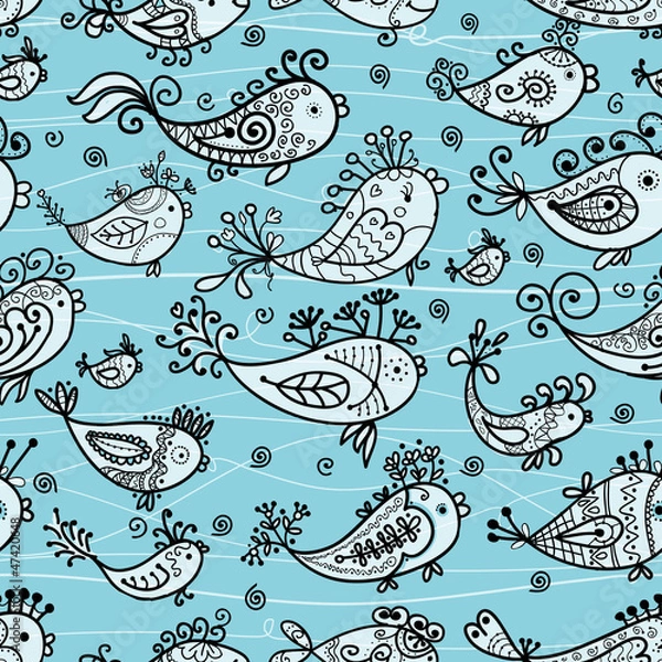Fototapeta Seamless pattern with funny fishes for your design