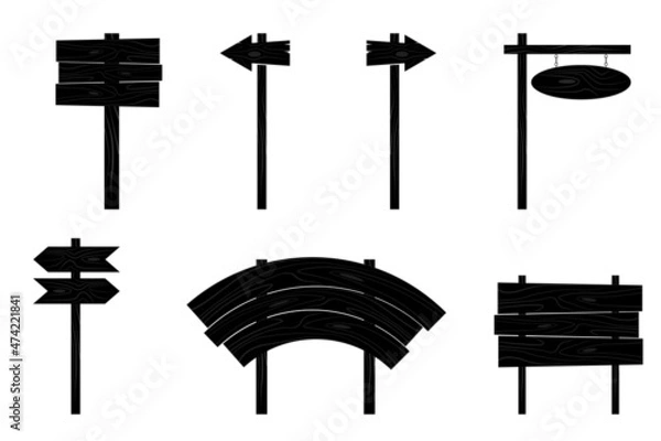 Obraz silhouette various wooden sign plank for direction and announcement