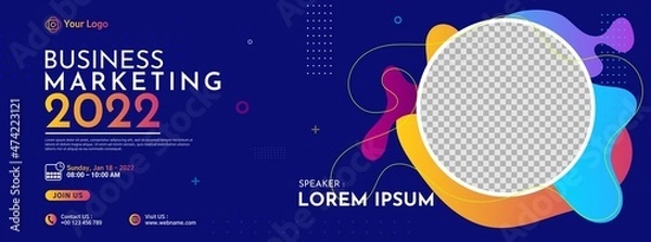 Fototapeta Creative corporate business banner template design for webinar, marketing, online class program, etc