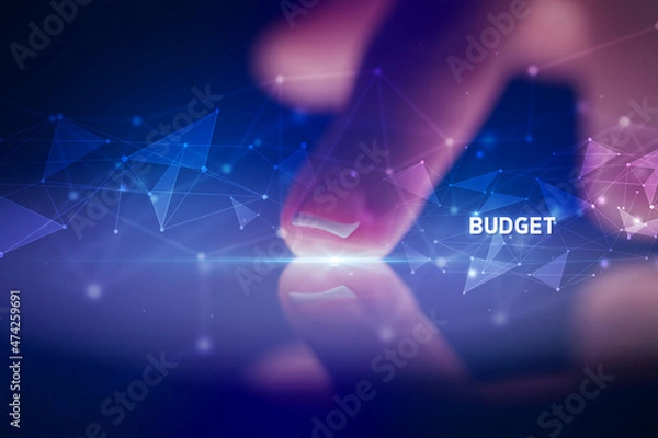 Fototapeta Finger touching tablet with business connection concept