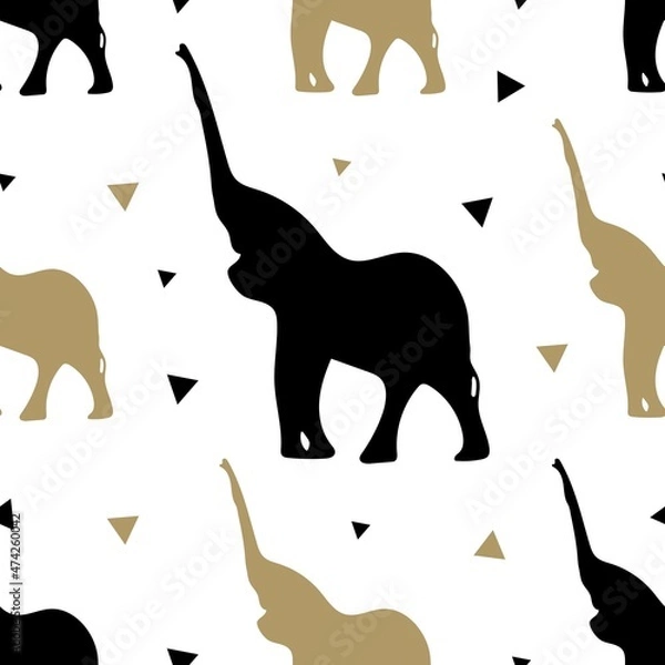Obraz seamless pattern elephant silhouette on white background