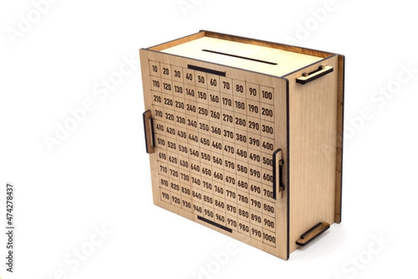 Obraz Isolated photos of a wooden advent piggy bank from social networks