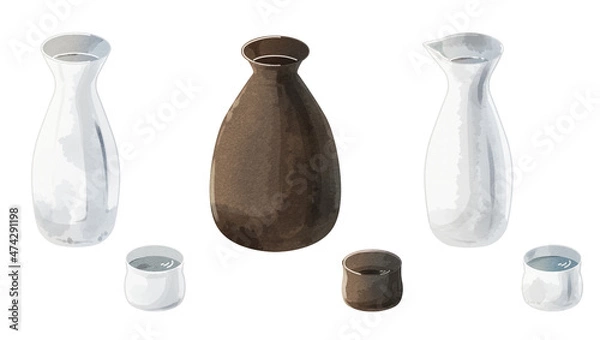 Obraz とっくり　柄つき　水彩風