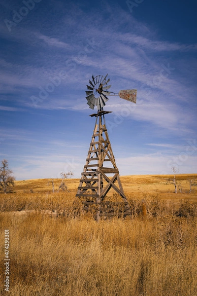 Fototapeta Old Windmill in an open field