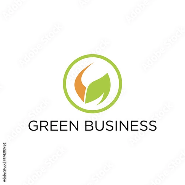 Obraz leaf with circle abstract logo design