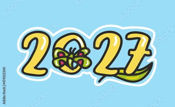 Fototapeta 2027 Happy New Year logo text design. 2027 number design template. Brochure design template, card, banner.