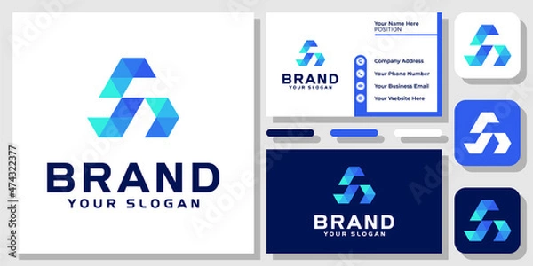 Fototapeta Initial Letter S Triangle Arrow Colorful Geometric Modern Icon Logo Design with Business Card Template