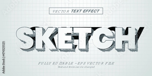 Obraz Pencil sketch text effect. editable font style