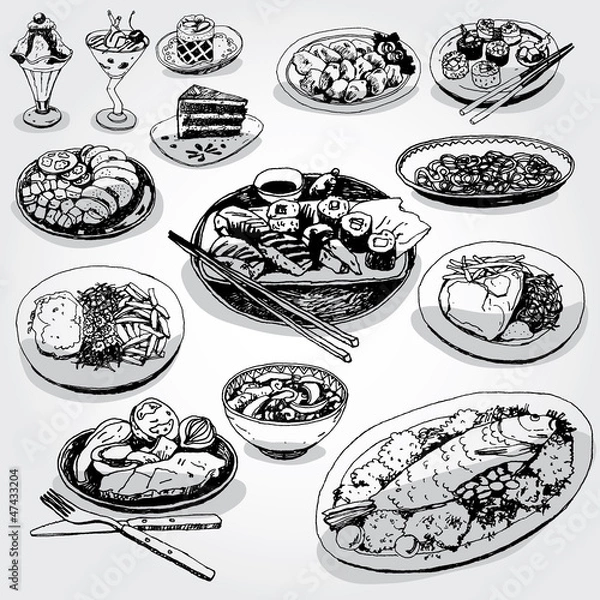 Obraz Hand Drawn Elements of a Menu