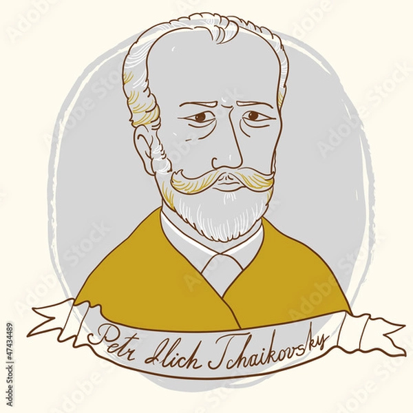 Obraz Vector Portrait Petr Ilich Tchaikovsky.