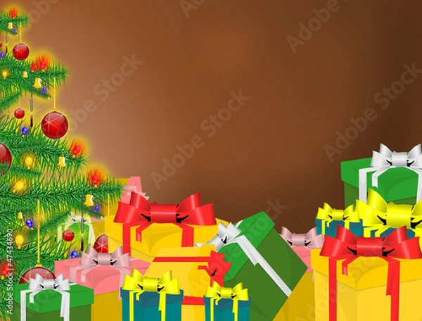 Obraz Christmas tree and gifts
