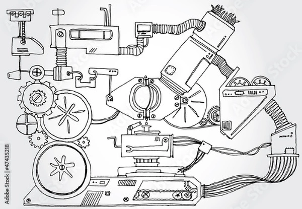 Obraz Mechanism Hand Drawn