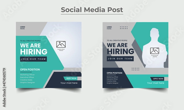 Fototapeta We Are Hiring Social Media Post Design Template