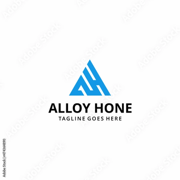 Fototapeta Modern creative initials abstract illustration A,H,H,A triangle sign geometric logo design template