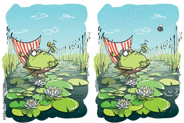 Obraz Frog Having Fun ... 10 Differences ... solution hidden layer