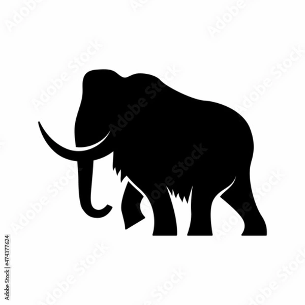 Obraz woolly mammoth silhouette logo design vector