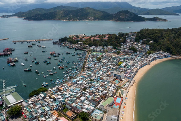 Fototapeta Aerial view of Cheung Chau island in Hong Kong