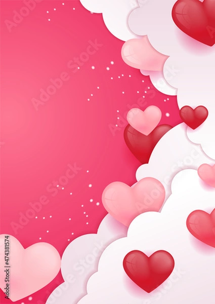 Fototapeta Valentines day background with Heart Shaped Balloons. Vector illustration, banners, wallpaper, flyers, invitation, posters, brochure, voucher discount.