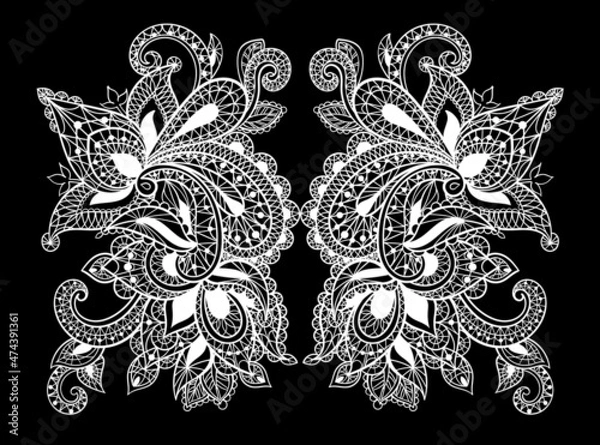 Fototapeta Chic lace patterns on black