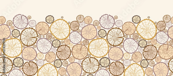 Fototapeta Vector wood log cuts horizontal seamless pattern ornament