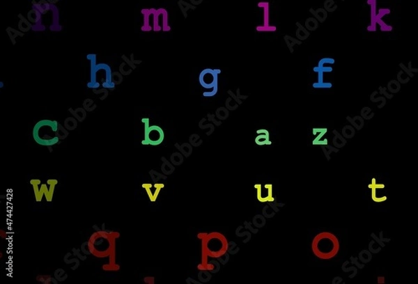 Obraz Dark multicolor, rainbow vector layout with latin alphabet.