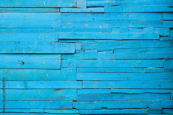 Obraz Aged natural blue color wooden slats background