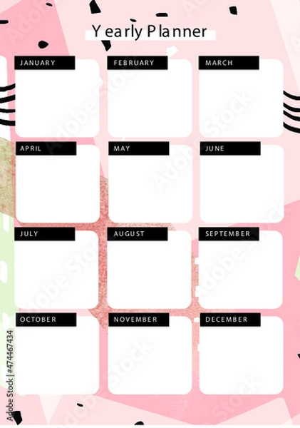 Obraz Pink Abstract Yearly Planner