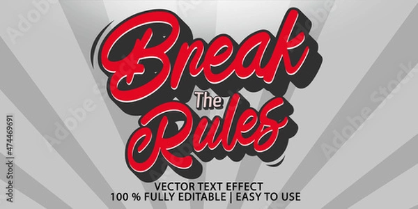 Obraz break the rules vector text effect