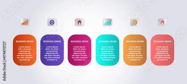 Obraz Infographics design template, 3D Business concept with 5 steps or options, can be used for workflow layout, diagram, annual report, web design. Creative banner, label vector