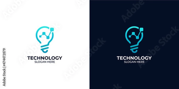 Obraz light bulb and technology logo
