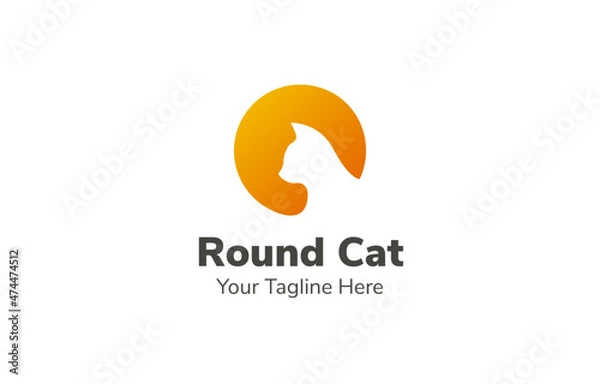 Fototapeta Round Cat logo for cat care community