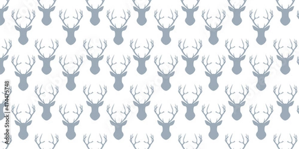 Obraz Reindeers  vector seamless repeating pattern background. Trendy for fabric, texitle print, wallpaper, background, wrapping or invitation cards, packaging.

