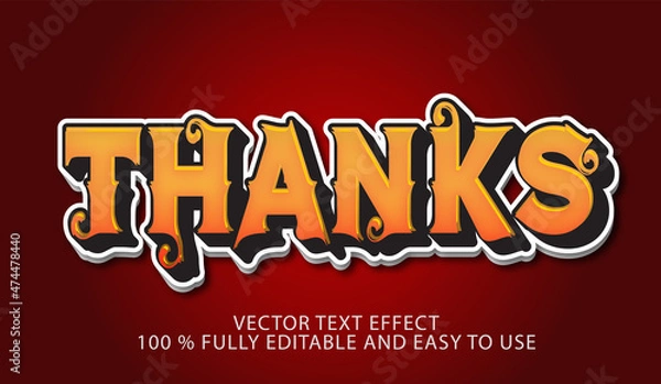 Obraz THANKS VECTOR TEXT EFFECT