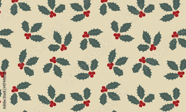 Obraz Christmas floral flower seamless repeating pattern background. Trendy for fabric, texitle print, wallpaper, background, wrapping or invitation cards, packaging.