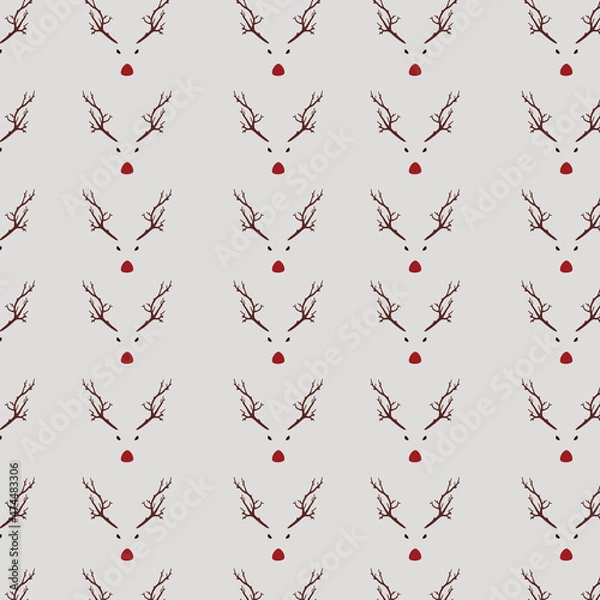 Obraz Christmas reindeer  seamless repeating pattern background. Trendy for fabric, texitle print, wallpaper, background, wrapping or invitation cards, packaging.