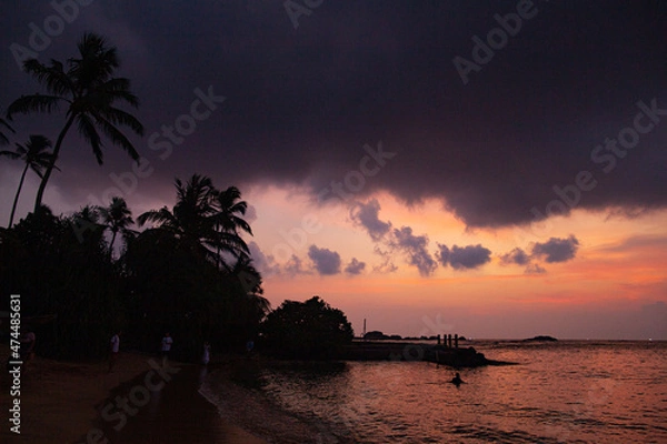 Fototapeta Beach by the ocean with yellow sand in the tropics.