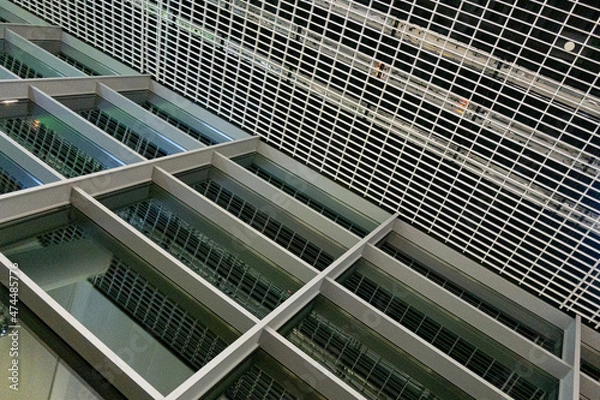 Fototapeta Metal structures made of beams and gratings.