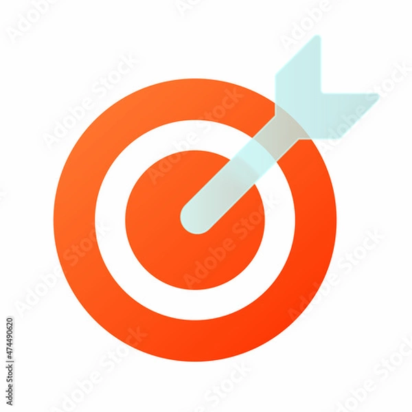 Fototapeta Vector modern trend icon in the style of glassmorphism with gradient, blur and transparency. target with an arrow target symbol and icon