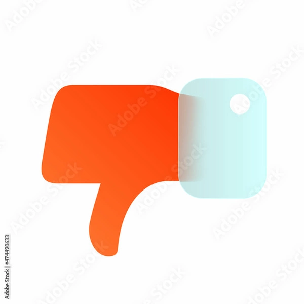 Fototapeta Vector modern trend icon in the style of glassmorphism with gradient, blur and transparency. dislike symbol and icon