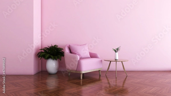 Fototapeta Room interior with Wall Background. 3D rendering ,3D illustration	
